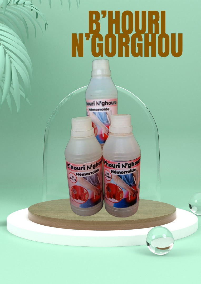 B’houri N’ghouro – Complete 3-Bottle Powder Remedy for Hemorrhoids & Fatigue