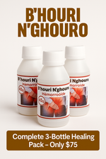 B’houri N’ghouro – Complete 3-Bottle Powder Remedy for Hemorrhoids & Fatigue